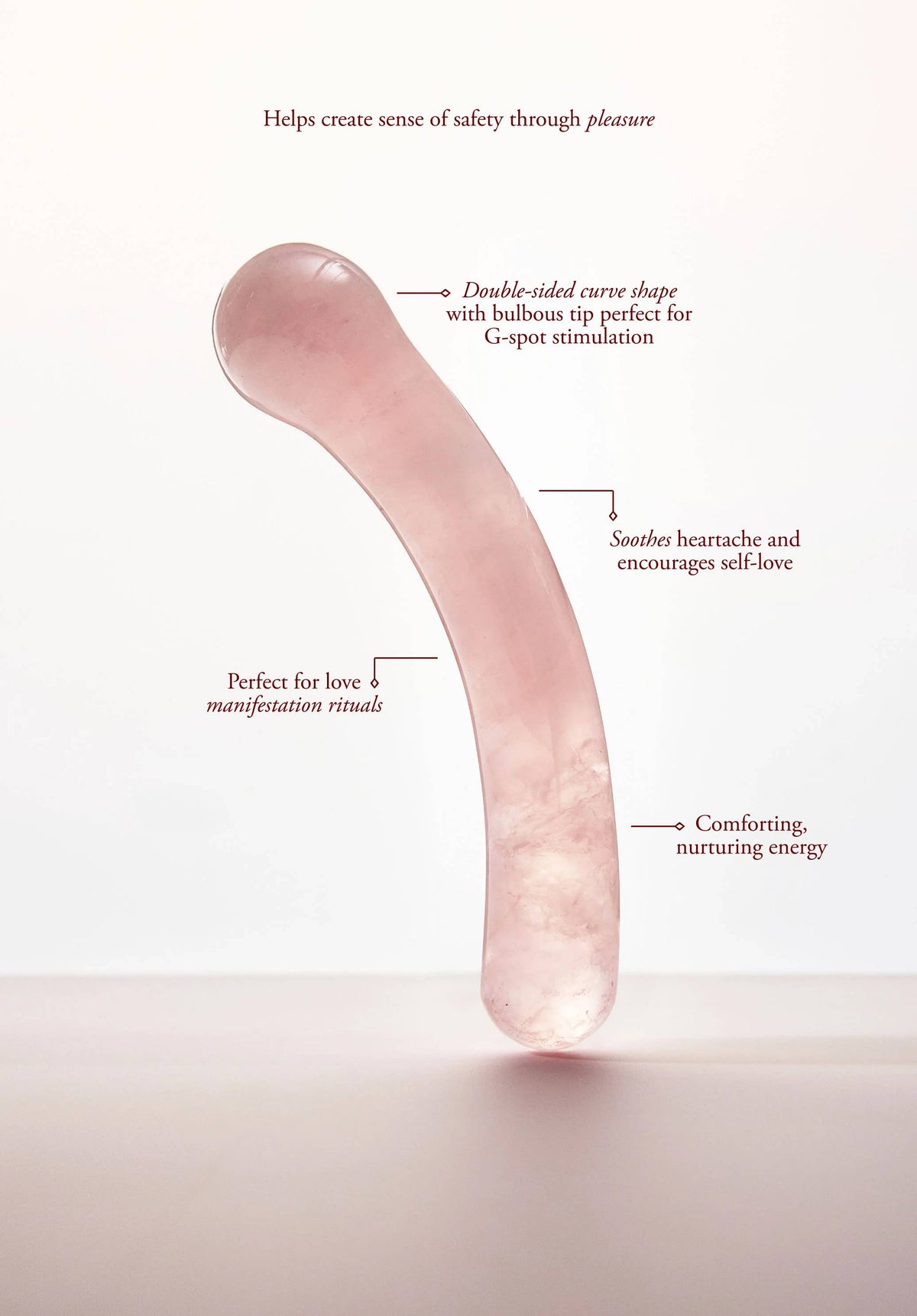 Heart Curve Crystal Dildo - Rose Quartz
